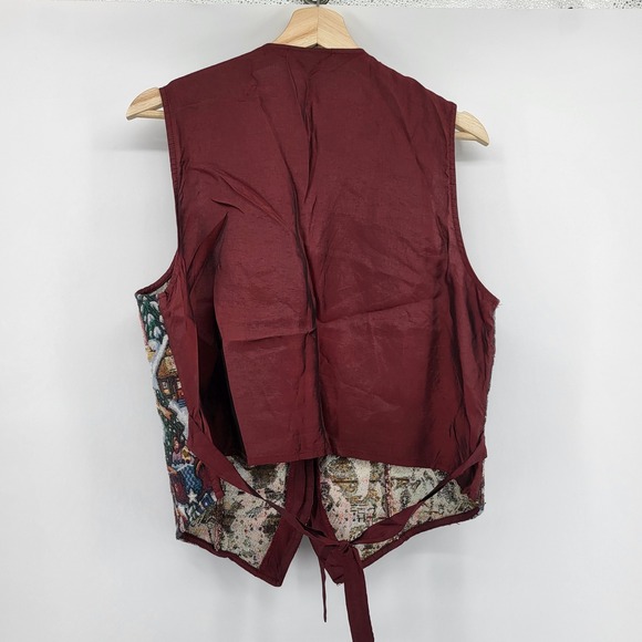 Vintage White Stag Women's Holiday Winter Scene Tapestry Vest Size Large - Picture 2 of 8